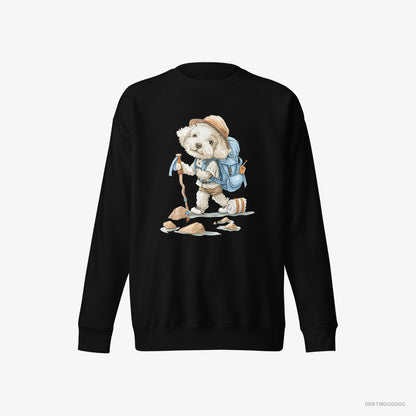 Poodle Sweatshirt – Men Black Sweatshirt Eco-Friendly – Backpacking (on White Background)