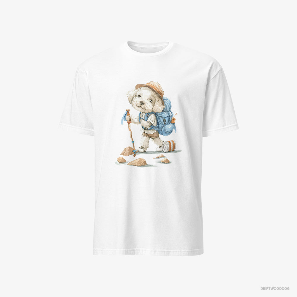 Poodle T-Shirt – Men White T-Shirt Classic – Backpacking (on White Background)