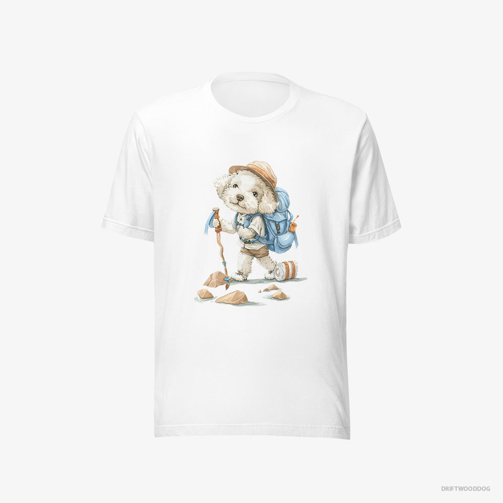 Poodle T-Shirt – Women White T-Shirt Eco-Friendly – Backpacking (on White Background)