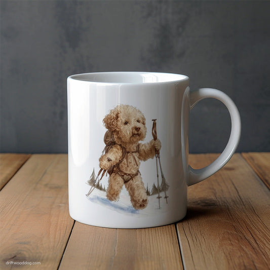 Excited Poodle Hiking in Winter Mug – Unique Dog Cups | Dog-Themed Mugs