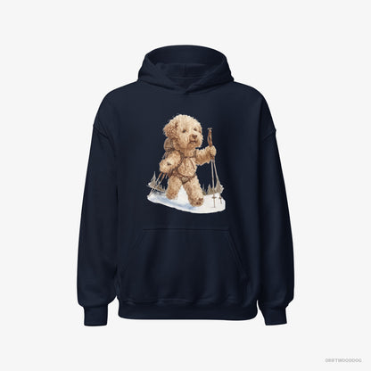 Poodle Hiking in Winter Navy Hoodie