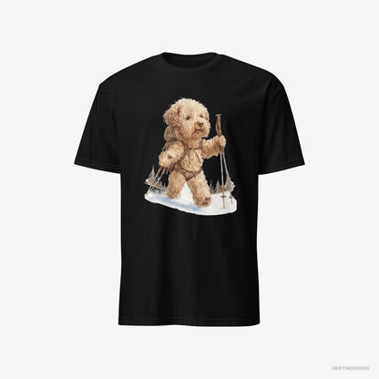 Poodle Hiking in Winter Black T-Shirt