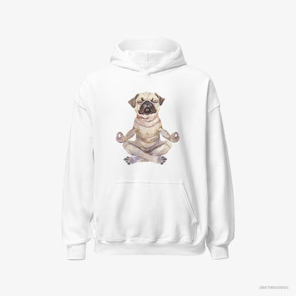 Pug Doing Yoga White Hoodie