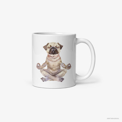 Pug Doing Yoga White Mug