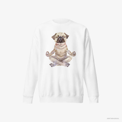 Pug Doing Yoga White Sweatshirt