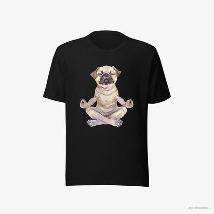 Pug Doing Yoga Black T-Shirt