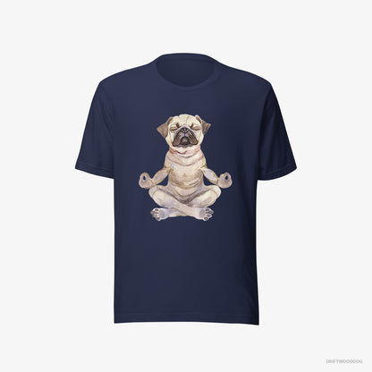 Pug Doing Yoga Navy T-Shirt