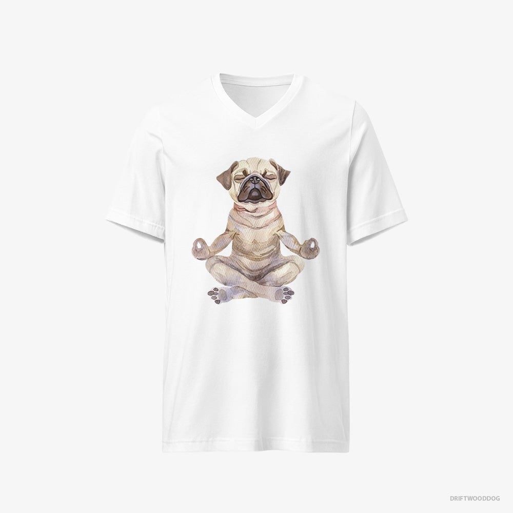 Pug Doing Yoga V-Neck T-Shirt