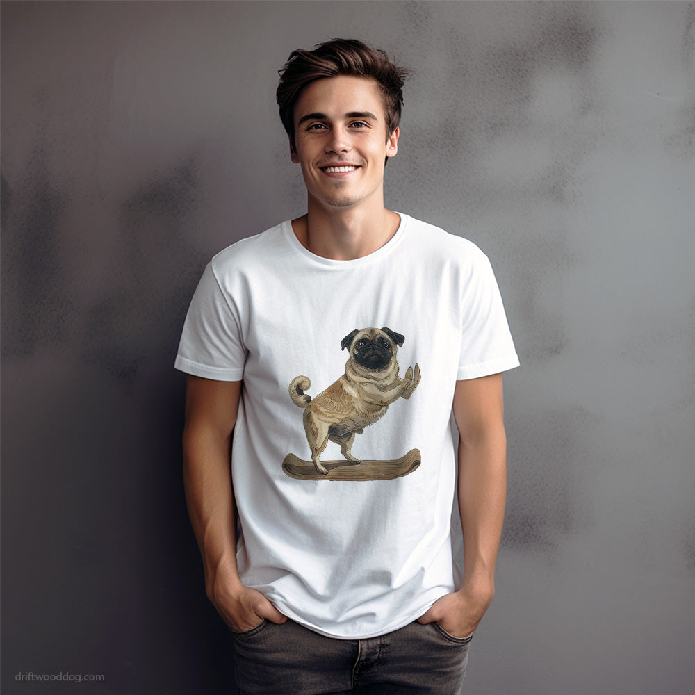 Pug Having Yoga Session T-Shirt – Dog Graphic Tee for Men