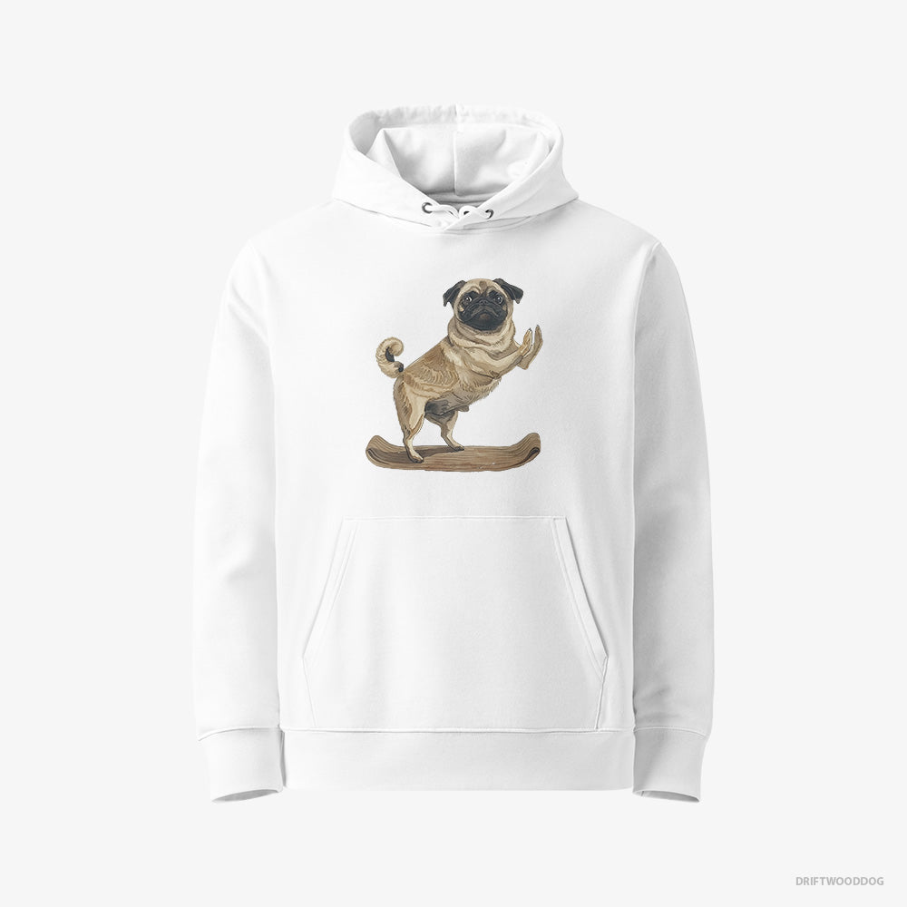 Pug Hoodie – Men White Hoodie Eco-Friendly – Having Yoga Session (on White Background)