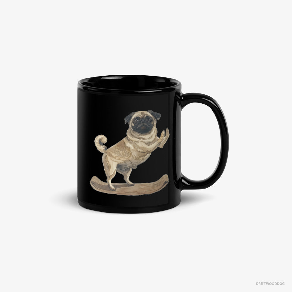 Pug Mug – Unisex Black Mug Classic – Having Yoga Session (on White Background)