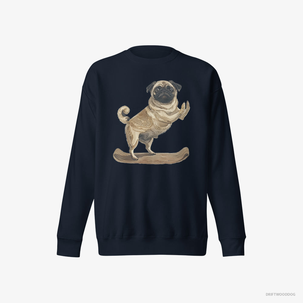 Pug Having Yoga Session – Women's Sweatshirt Navy Eco – Eco-Friendly