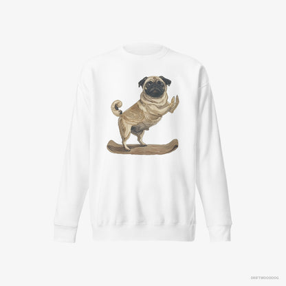 Pug Having Yoga Session White Sweatshirt