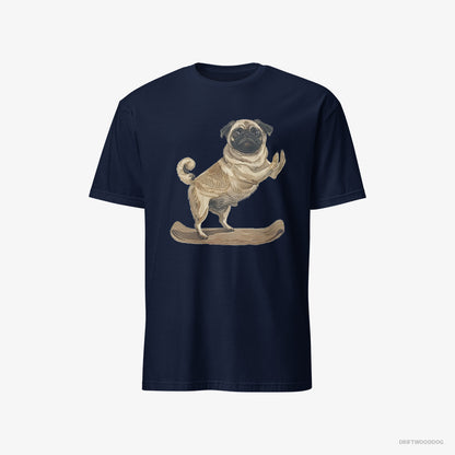 Pug Having Yoga Session Navy T-Shirt