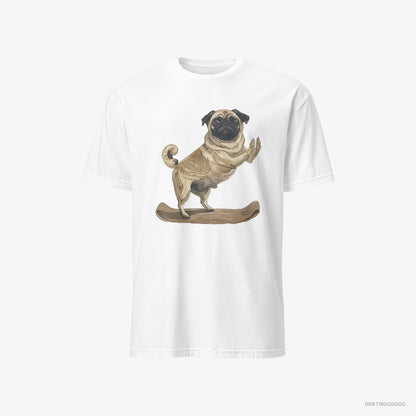 Pug T-Shirt – Men White T-Shirt Classic – Having Yoga Session (on White Background)