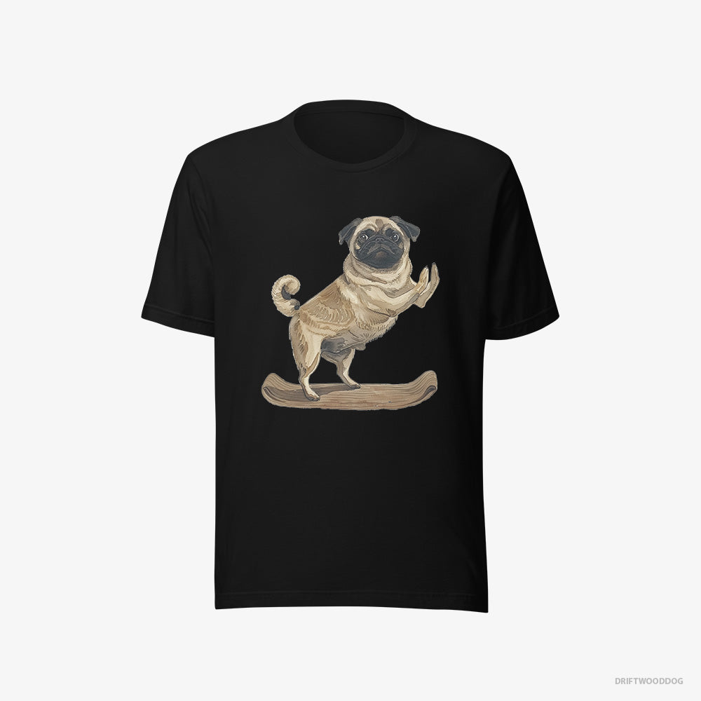 Pug T-Shirt – Men Black T-Shirt Eco-Friendly – Having Yoga Session (on White Background)