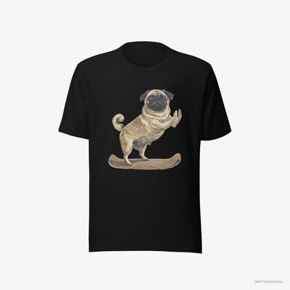 Pug Having Yoga Session Black T-Shirt