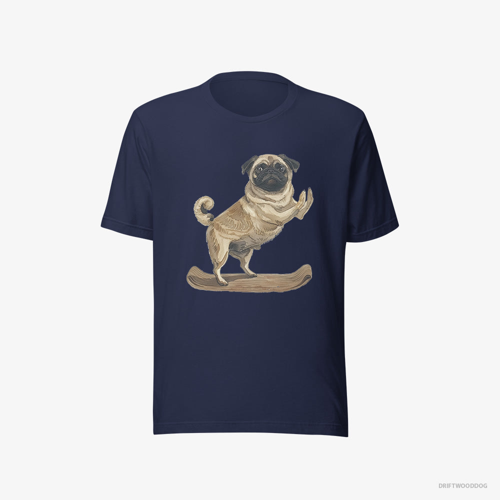 Pug T-Shirt – Men Navy T-Shirt Eco-Friendly – Having Yoga Session (on White Background)