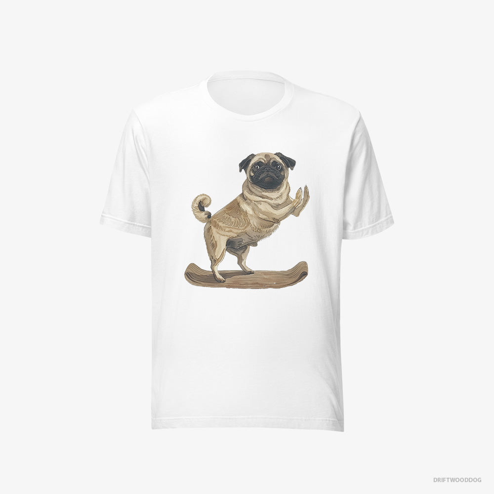 Pug T-Shirt – Men White T-Shirt Eco-Friendly – Having Yoga Session (on White Background)