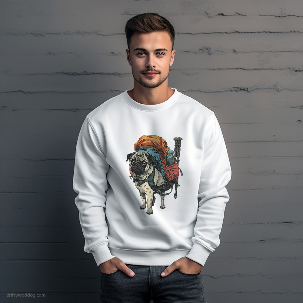 Pug Ready for Hiking Sweatshirt – Unique Dog Sweatshirt for Men