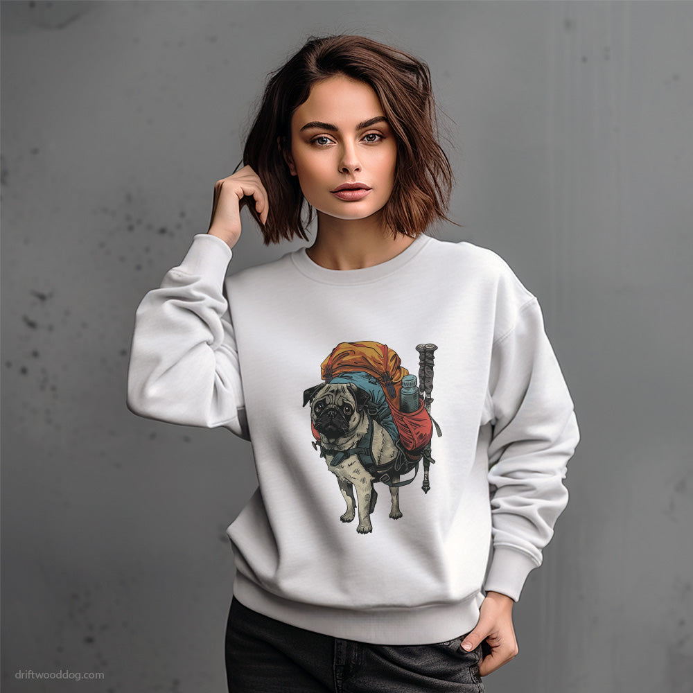 Pug Ready for Hiking Sweatshirt – Dog-Themed Gifts for Dog Lovers