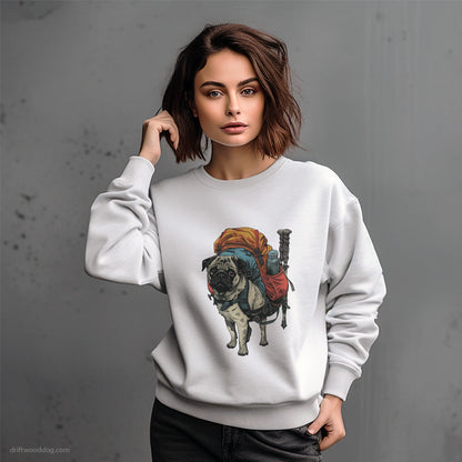 Pug Ready for Hiking Sweatshirt – Dog-Themed Gifts for Dog Lovers