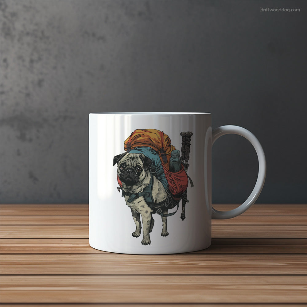 Pug Ready for Hiking Mug – Funny Dog Coffee Mugs | Quirky Canine Drinkware