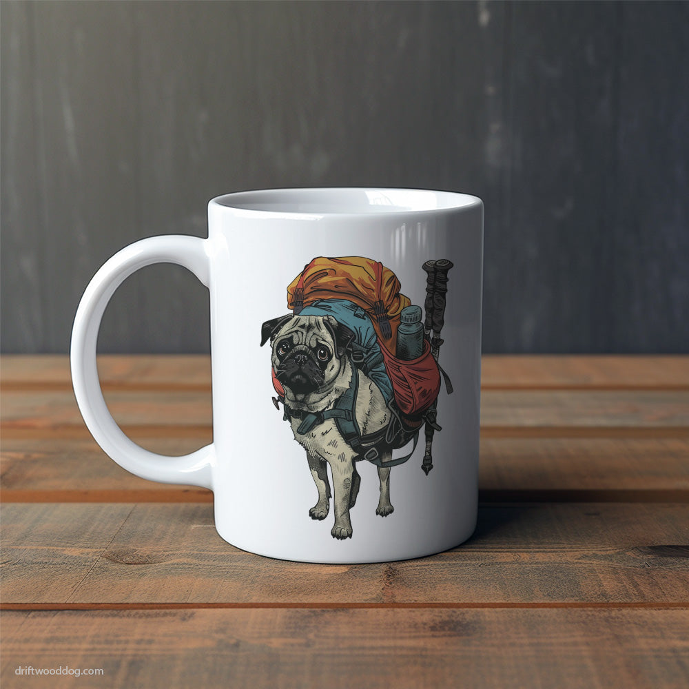 Pug Ready for Hiking Mug – Cute Dog-Themed Mugs | Perfect Gifts for Dog Lovers