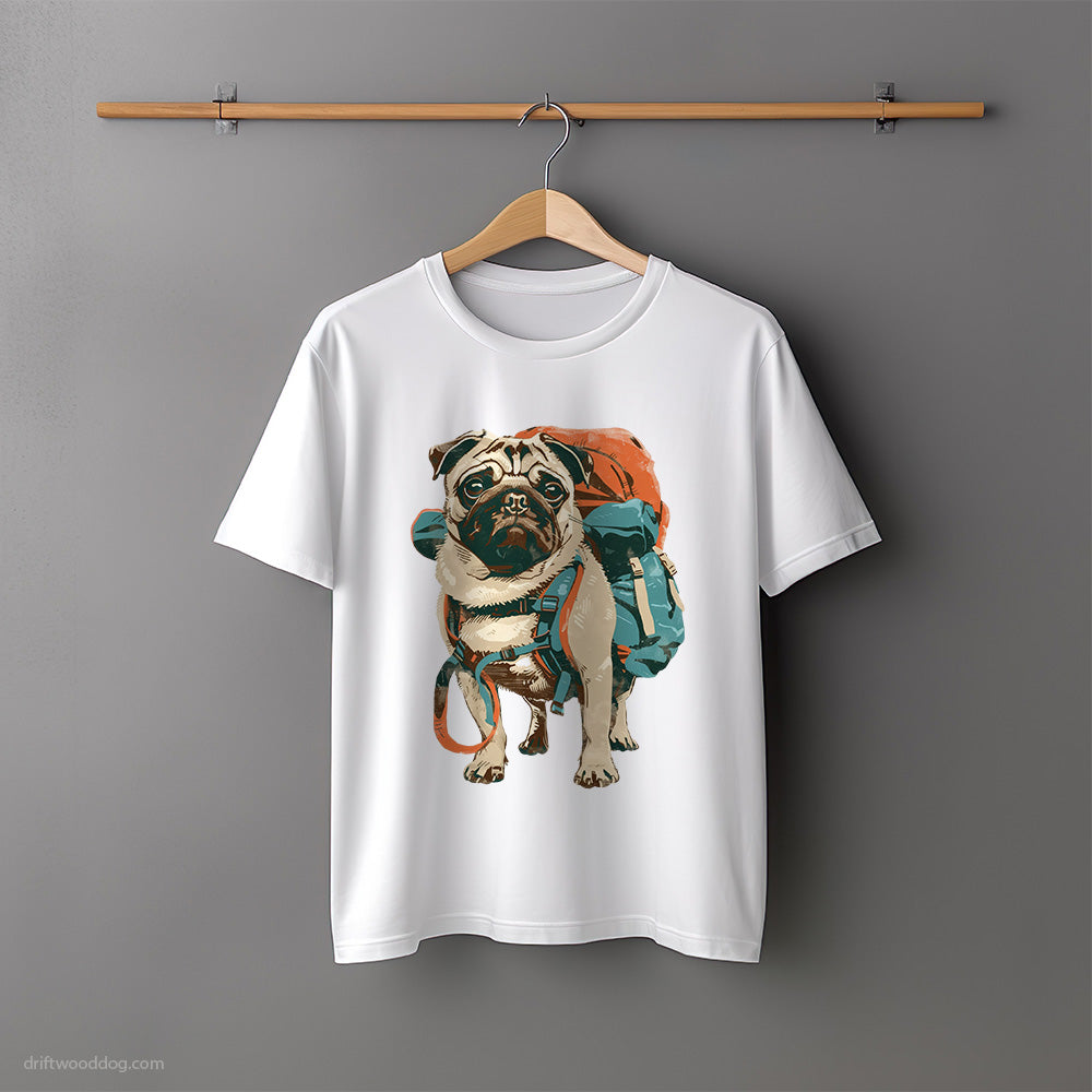 Pug with a Rucksack T-Shirt – Unisex Tee for Dog Lovers