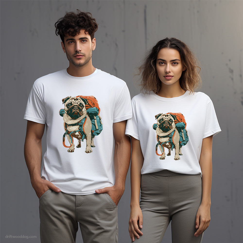 Pug with a Rucksack T-Shirt – Unisex T-Shirt for Dog Lovers 