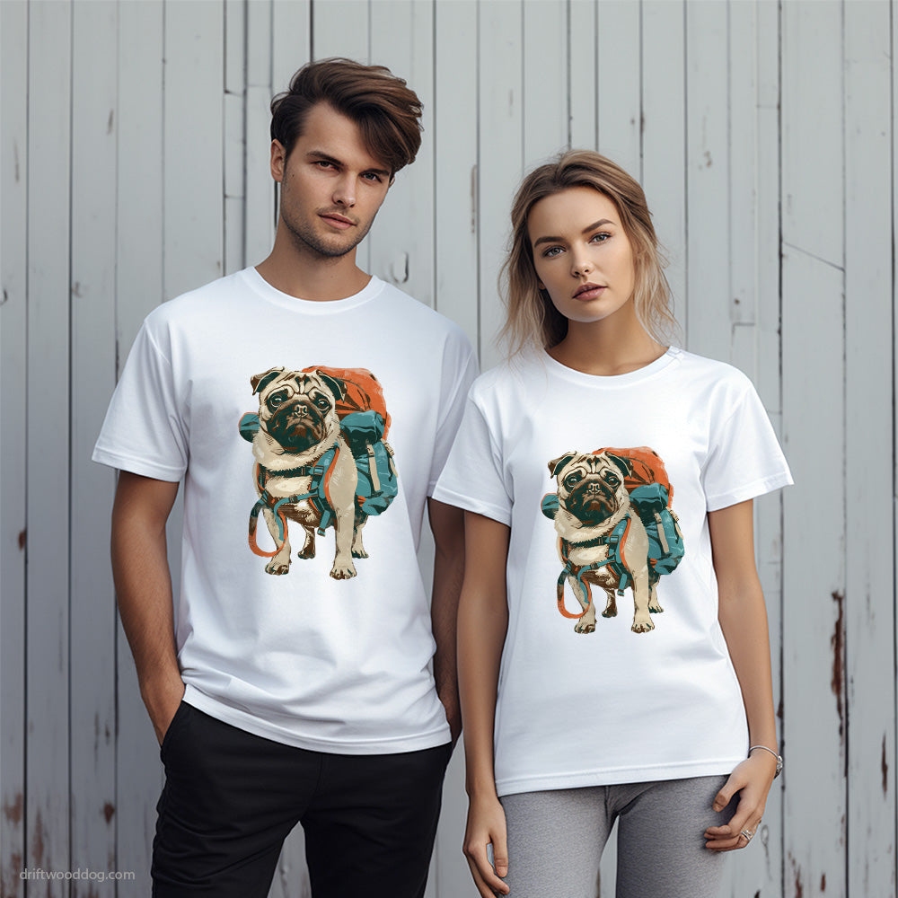 Pug with a Rucksack T-Shirt – Unique Dog T-Shirts for Pet Lovers