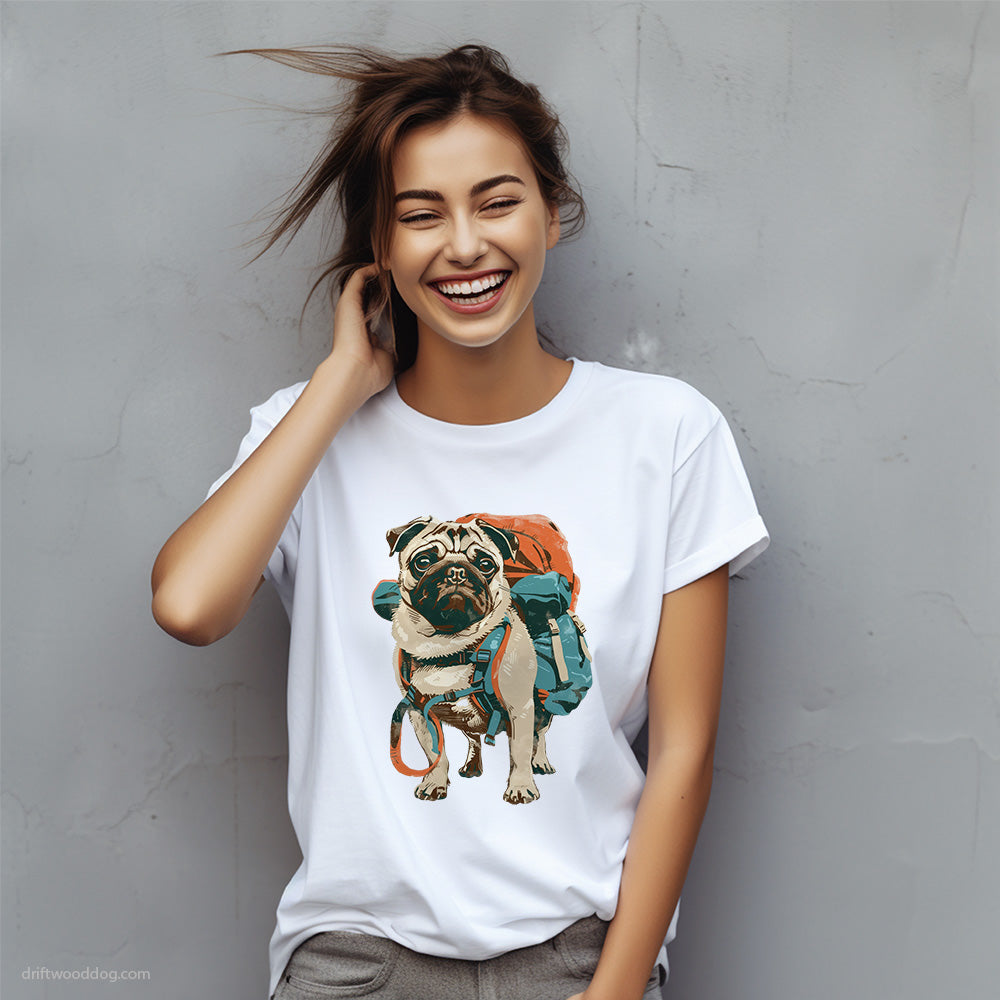 Pug with a Rucksack T-Shirt – Custom Dog T-Shirts for Women