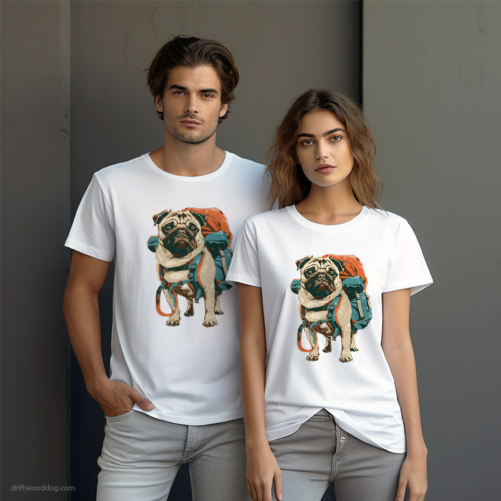 Pug with a Rucksack T-Shirt – Dog-Themed Gifts for Dog Lovers