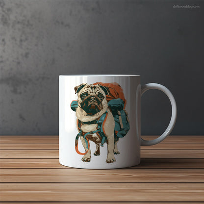 Pug with a Rucksack Mug – Funny Dog Coffee Mugs | Quirky Canine Drinkware