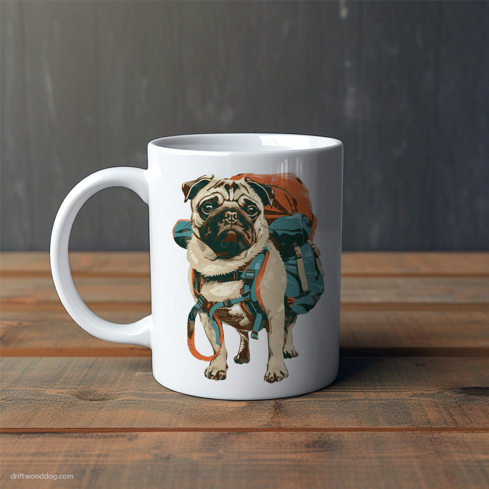 Pug with a Rucksack Mug – Cute Dog-Themed Mugs | Perfect Gifts for Dog Lovers