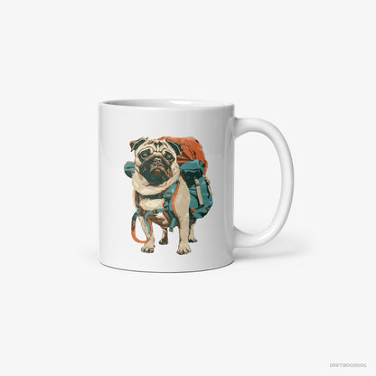 Pug with a Rucksack White Mug