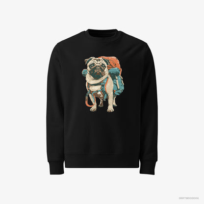 Pug with a Rucksack Black Sweatshirt