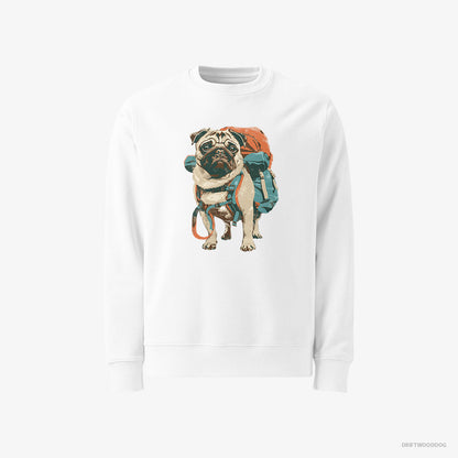 Pug with a Rucksack White Sweatshirt