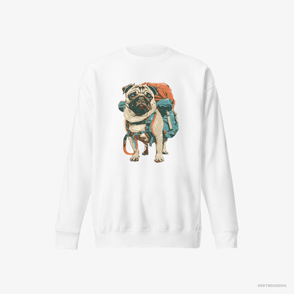 Pug with a Rucksack White Sweatshirt