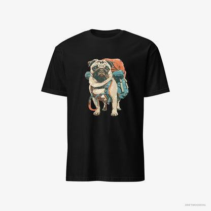 Pug with a Rucksack Black T-Shirt