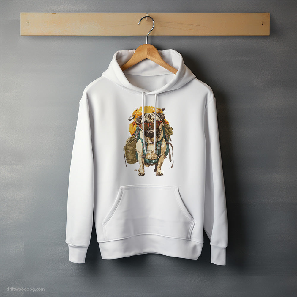 Pug with a Backpack and Sunglasses Hoodie – Unisex Hoodie for Dog Lovers