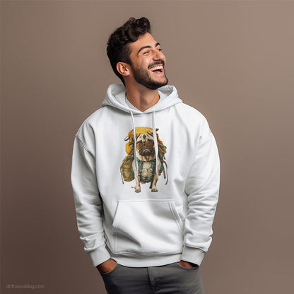 Pug with a Backpack and Sunglasses Hoodie – Dog Hoodies for Men