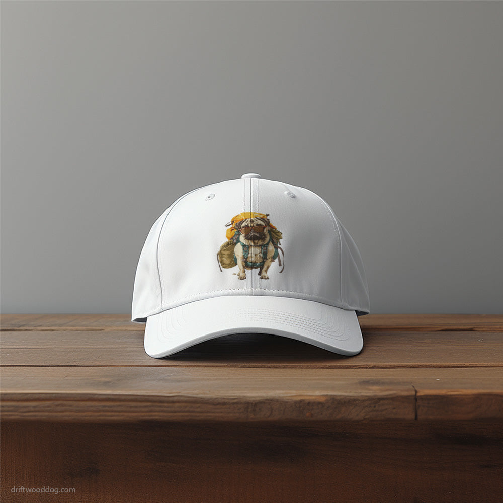 Pug with a Backpack and Sunglasses Hat – Unique Dog-Themed Hats for Dog Lovers