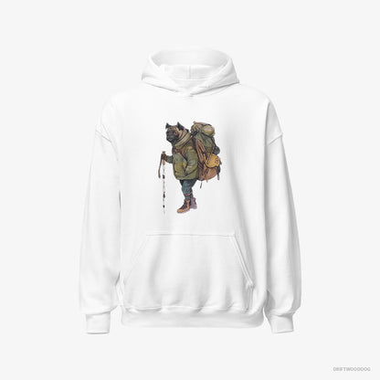 Pug Hiking White Hoodie