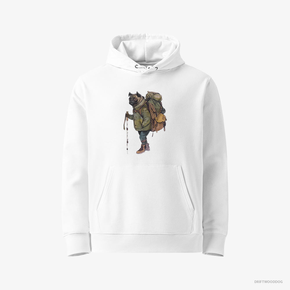 Pug Hoodie – Men White Hoodie Eco-Friendly – Hiking (on White Background)