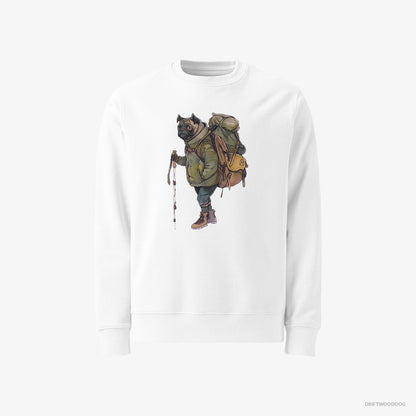 Pug Hiking White Sweatshirt