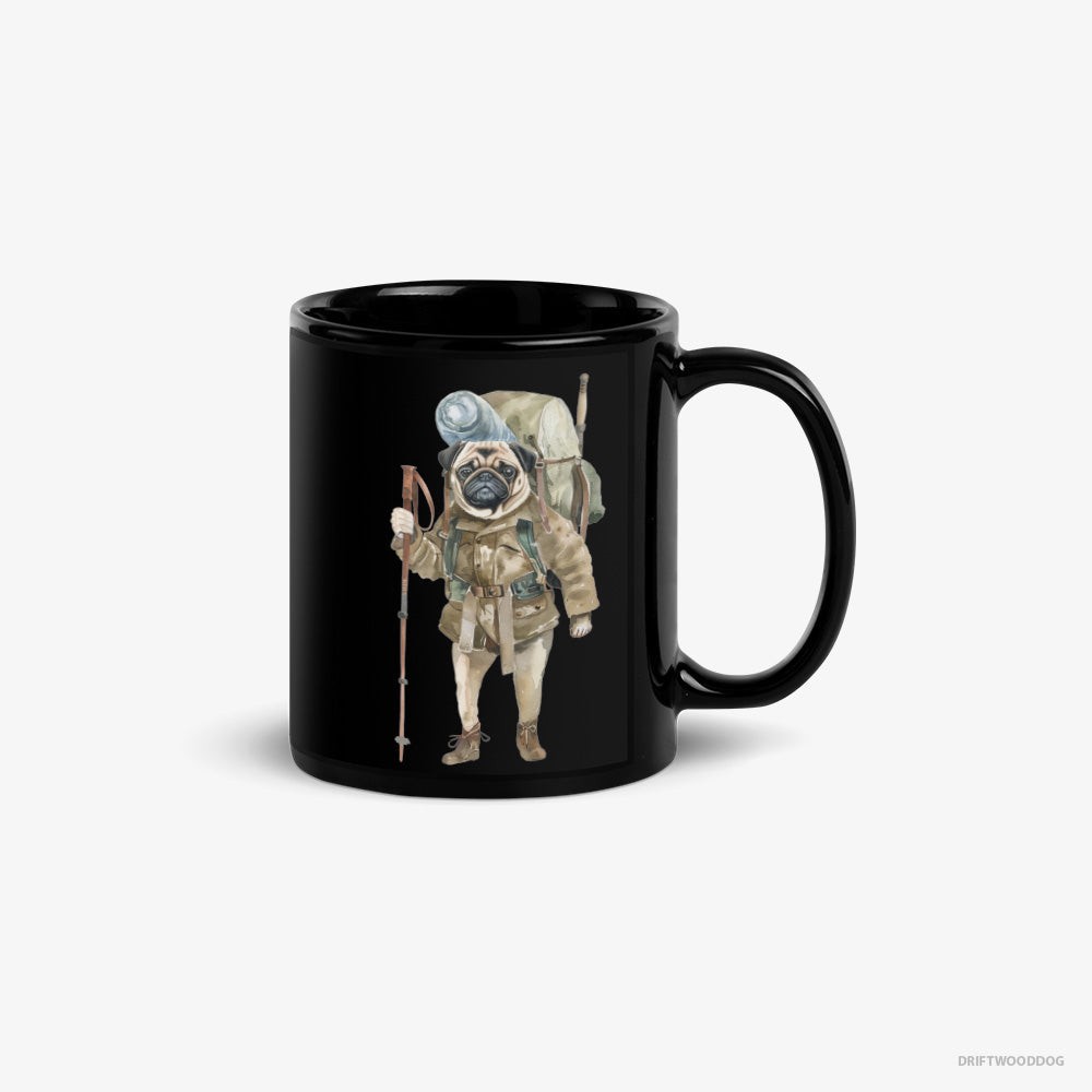 Pug Wandering with a Backpack – Mug Black – Classic