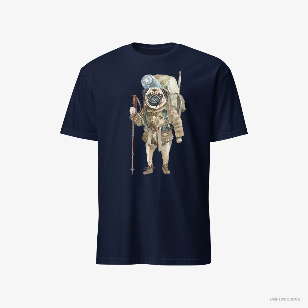 Pug Wandering with a Backpack – Men's T-Shirt Navy – Classic