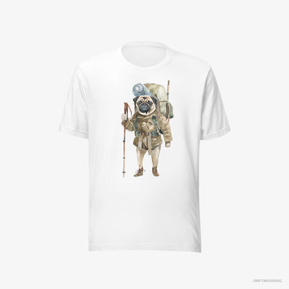 Pug Wandering with a Backpack White T-Shirt