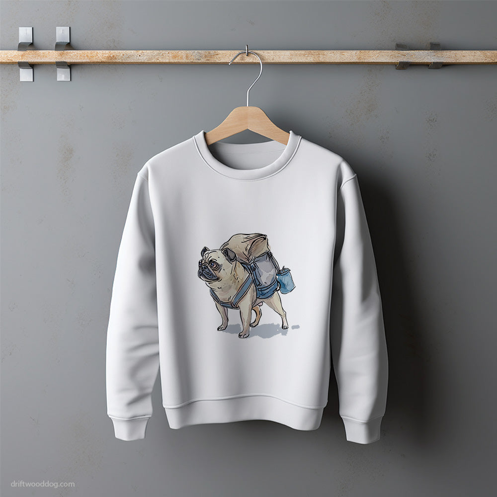 Pug Hiking with a Backpack Sweatshirt – Unisex Sweatshirt for Dog Lovers